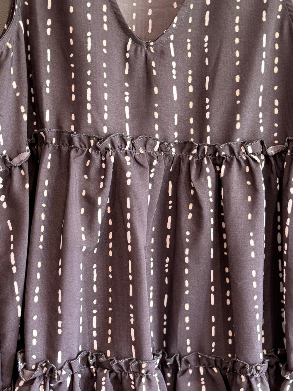 Women’s Black & Cream Printed Sleeveless Ruffle Top